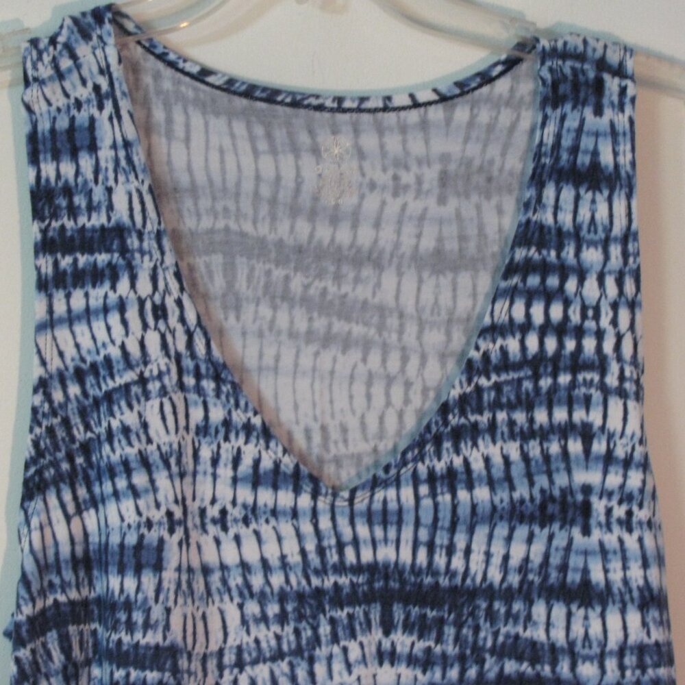 Gaiam Blue and White Tank Large Longer Tunic Style Sleeveless Super Soft - Picture 2 of 5